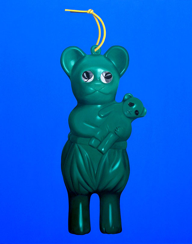 Green Plastic Bear Mother and Child Coin Bank